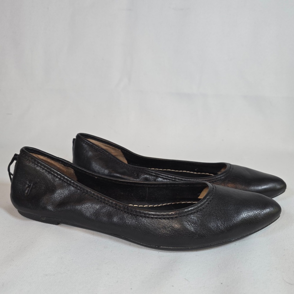 Frye Regina Ballet Flats Black Womens 7M Leather Pointed Toe Shoes